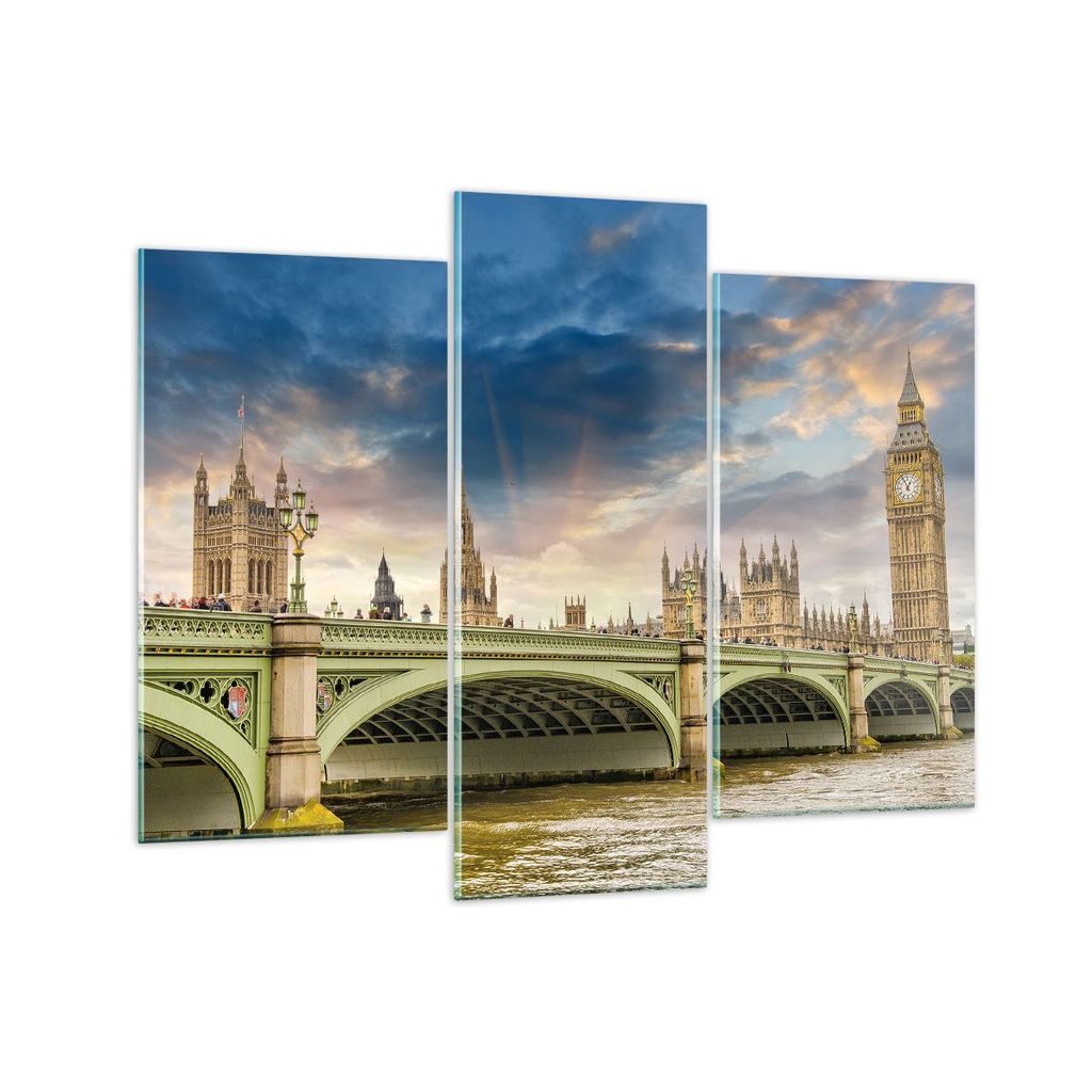 Bilder auf glas - London büro parlament gebäude - 130x100cm - Glasbilder - Wandbilder - Kunstdruck - zum Aufhängen bereit - Wanddekoration aus G...