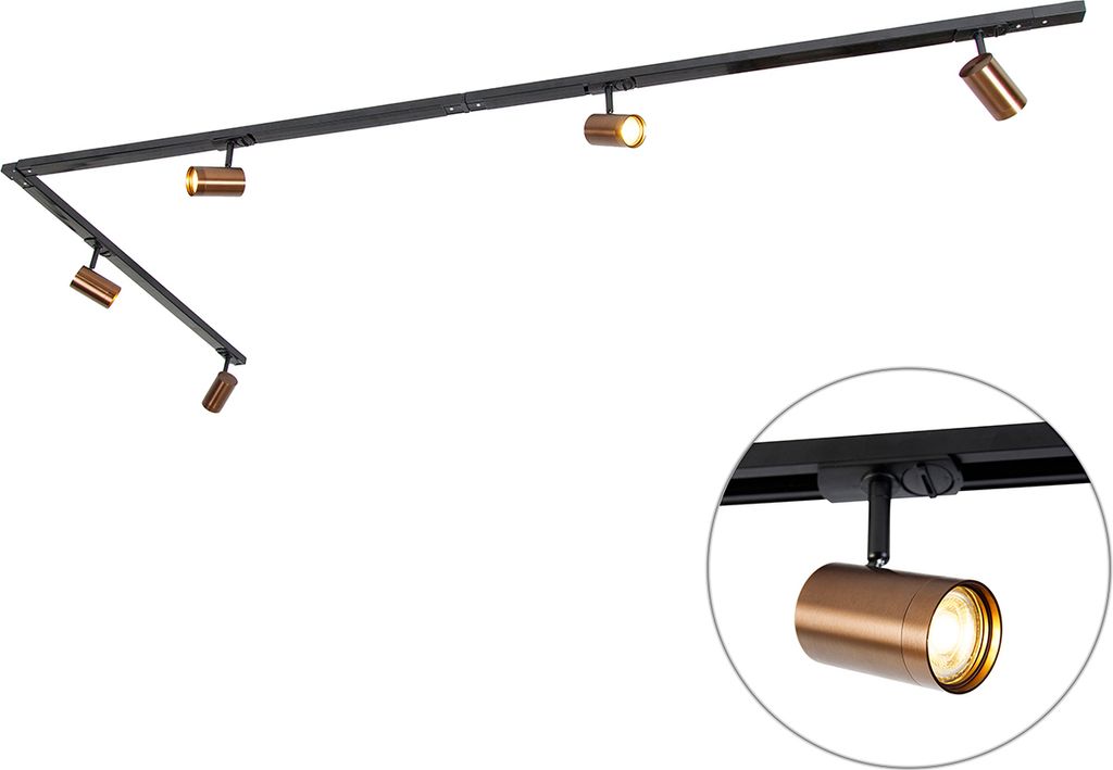 QAZQA - Modern Modernes 1-Phasen-Schienensystem I Spotlight I Deckenspot I Deckenstrahler I Strahler mit 5-flammig Spot I Spotlight I Deckenspot I ...