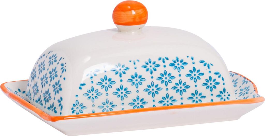 Nicola Spring Handbedruckte Butterdose – 18,5 x 12 cm – Produktbild 