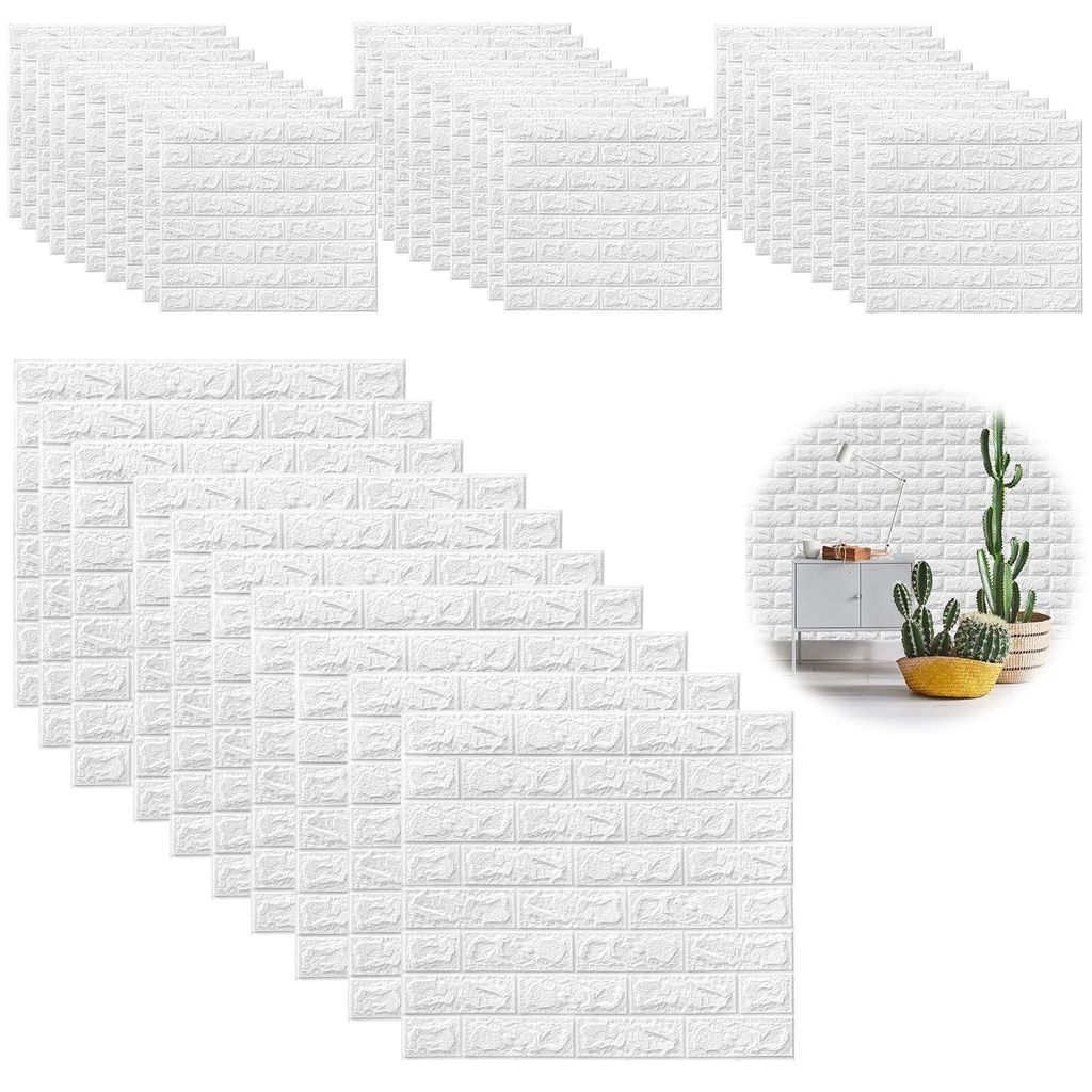 40 Stück 3D-Wandpaneele, Steinoptik, selbstklebend, 35 × 38 cm, Kunststoffpaneel-Wandverkleidung, wasserfeste PVC-Ziegeltapete für den Innen- un...