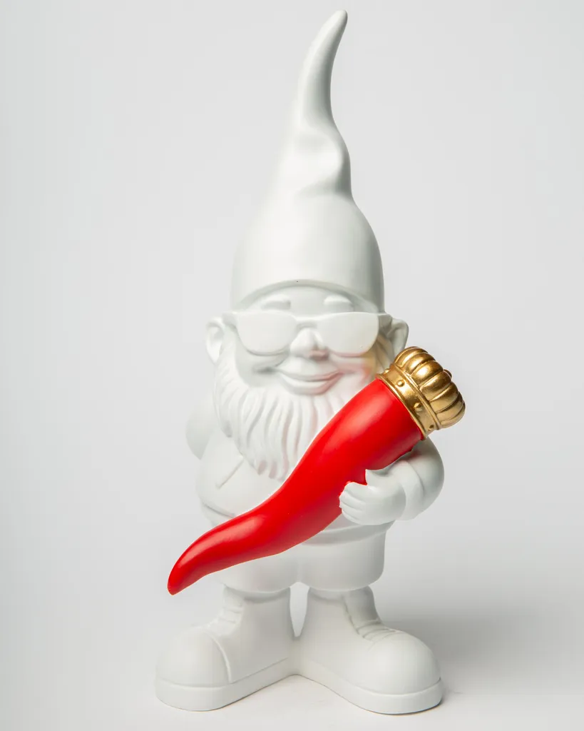 Statue naine blanche porte-bonheur 29 cm : déco durable et anti-ternissement