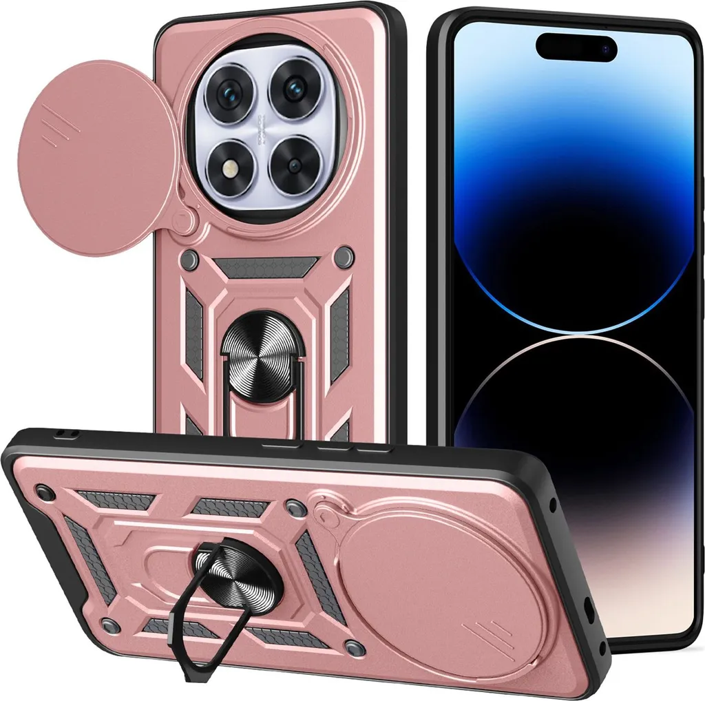 Custodia Antiurto Redmi Note 14 Pro+ 5G Rosa | Supporto Ring Magnetico