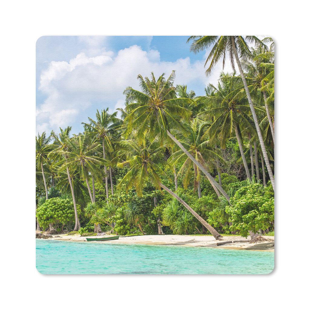 MuchoWow Mauspad Mousepad Palme - Meer - Tropisch 30x30 cm - Mousepads - Maus Mat - Pad - Mausunterlage - Gaming