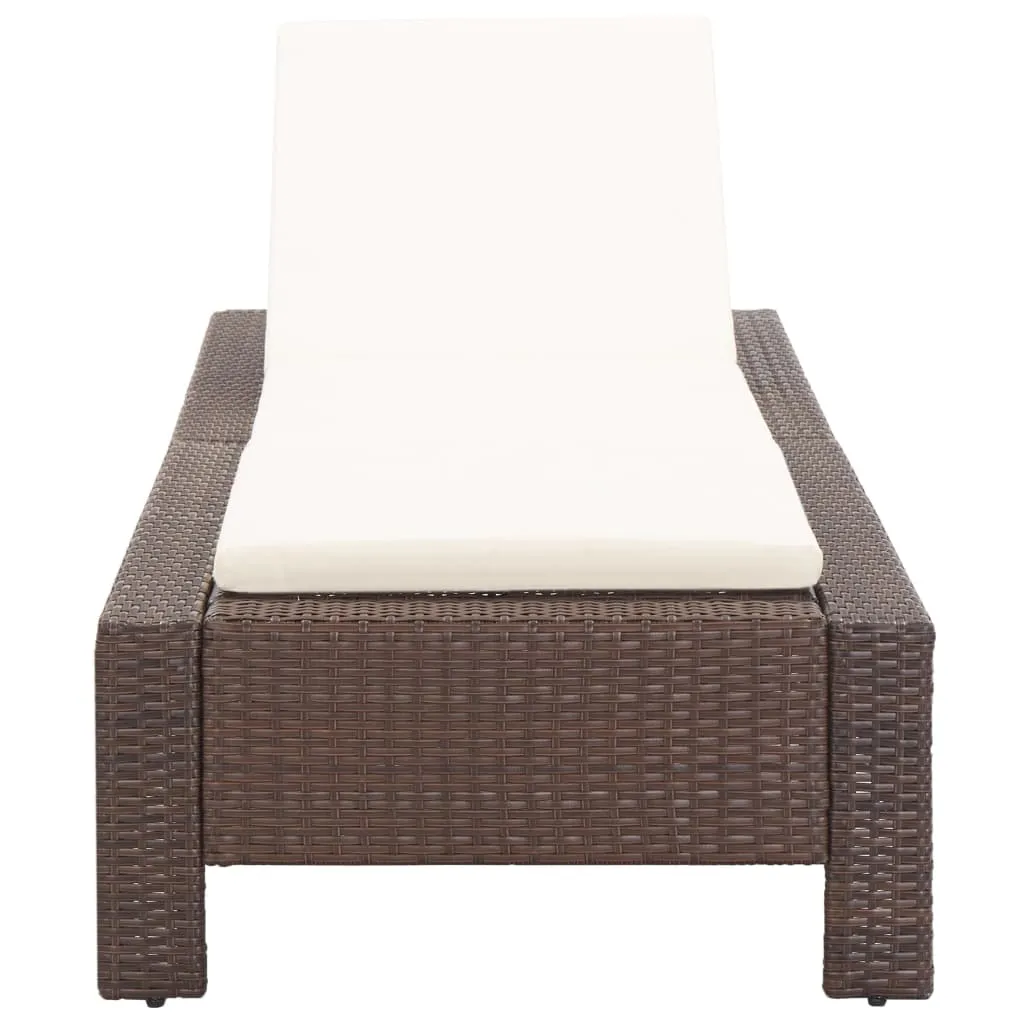 Chaise longue vidaXL en poly rotin marron avec support ergonomique