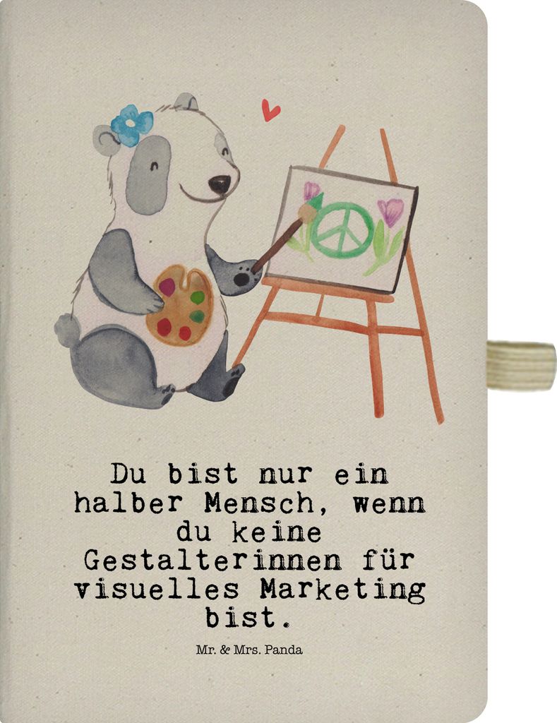 Mr. & Mrs. Panda notizbuch Gestalterinnen für visuelles Marketing Herz - Transparent - Geschenk, Jubiläum, Gedankenbuch, skizzenbuch a4, Adressbu...