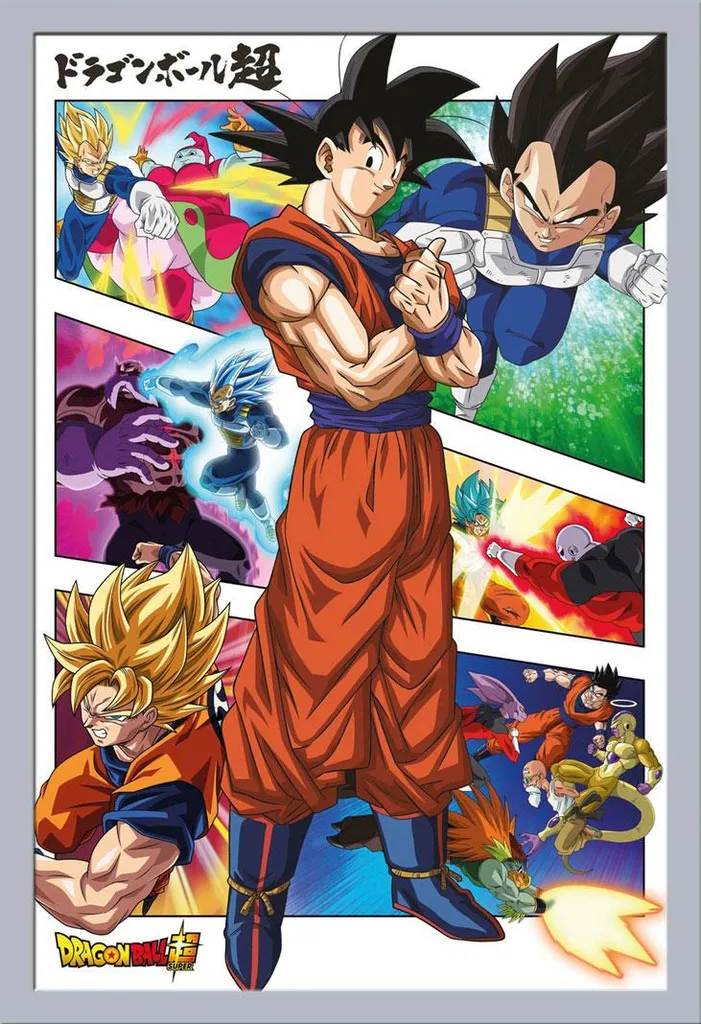 Dragon Ball Super - Poster - Pannelli + cornice rimovibile, Shinsuke® Maxi MDF argento, disco acrilico