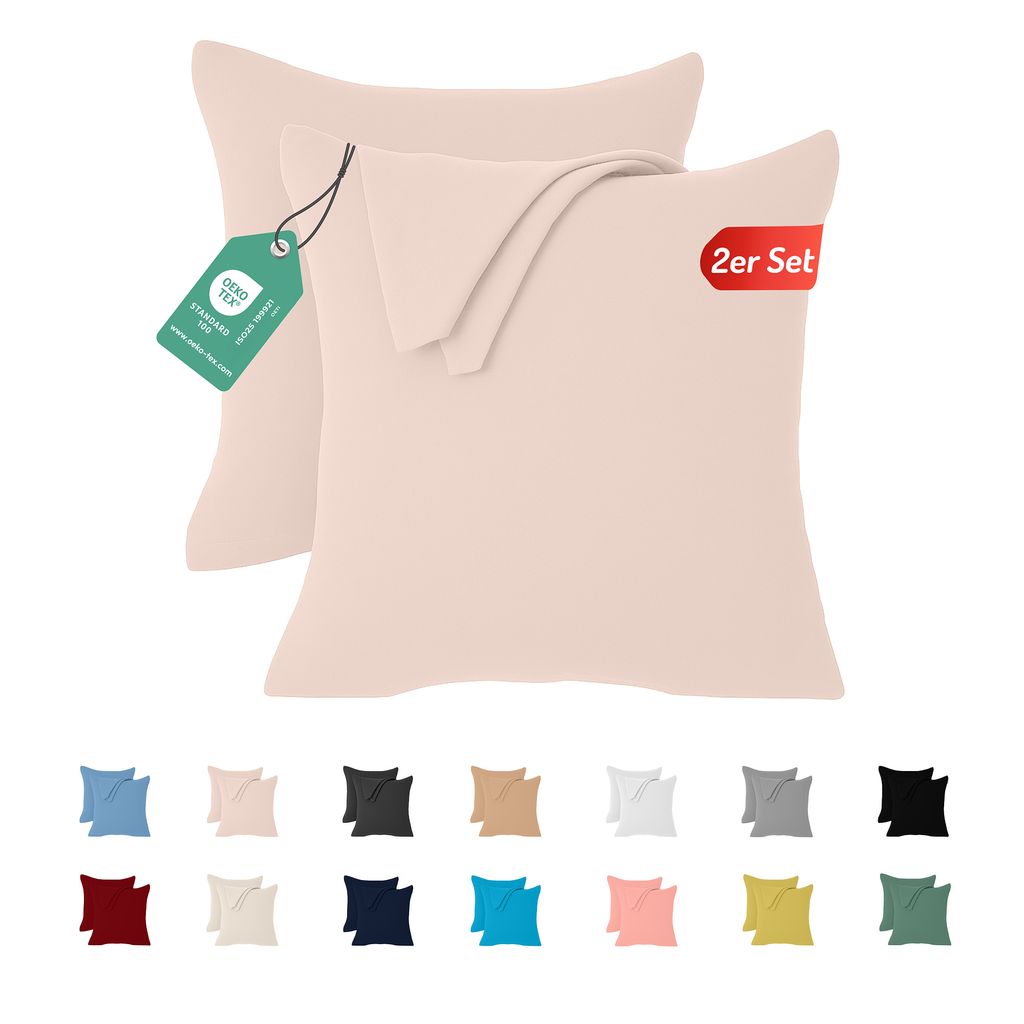 Jersey Kissenbezug 2er Set 65x65 cm 100% Baumwolle Puderrosa