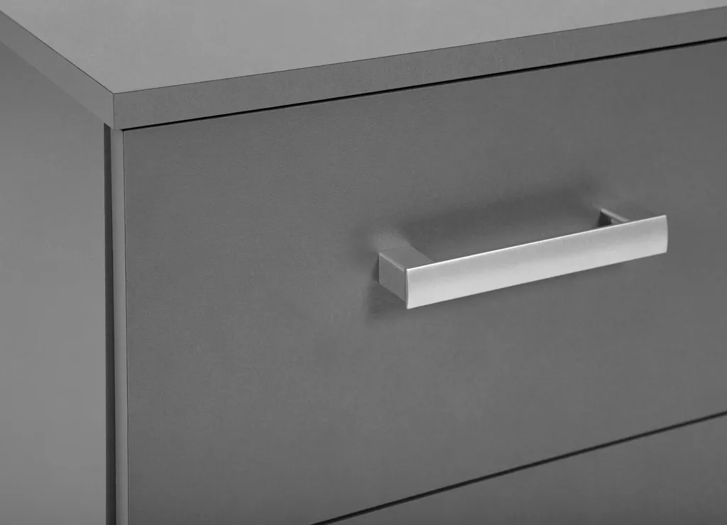 Elenzio Commode à 2 tiroirs gris graphite - Meuble de rangement compact - 6