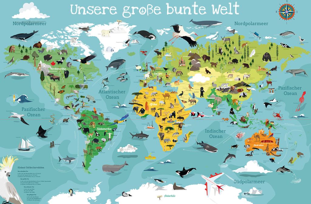 KinderWeltkarte Schreibtischunterlage 60x40 cm Produktbild 
