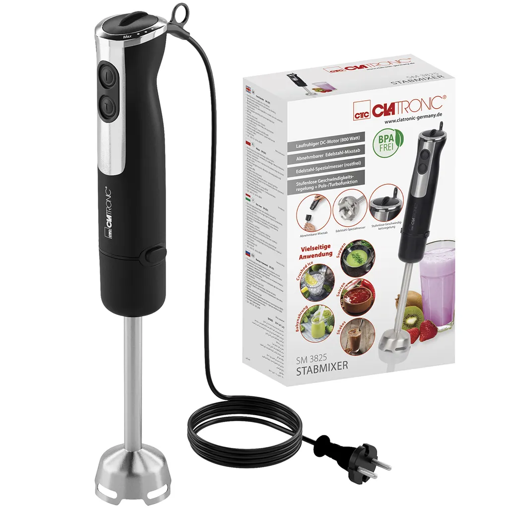 Frullatore a Immersione Clatronic SM 3825 800W - Mixer Acciaio Inox