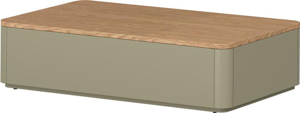 Wohnzimmer Couchtisch 100 cm breit in Grün mit Eiche, 2 Schubladen mit Softclose - ELOY-141