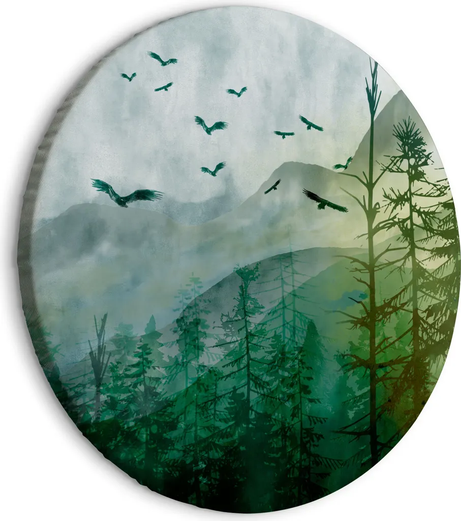 Decorazione Murale Moderna 80x80 Quadro Rotondo Paesaggio Natura