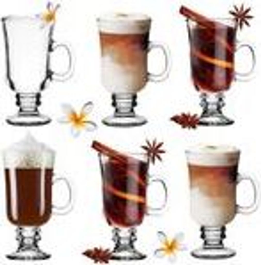 PLATINUX Irish Coffee Gläser Set mit Henkel 230ml 6-Teilig Latte Macchiato Glas Kakao Kaffeeglas Cappuccino aus Glas