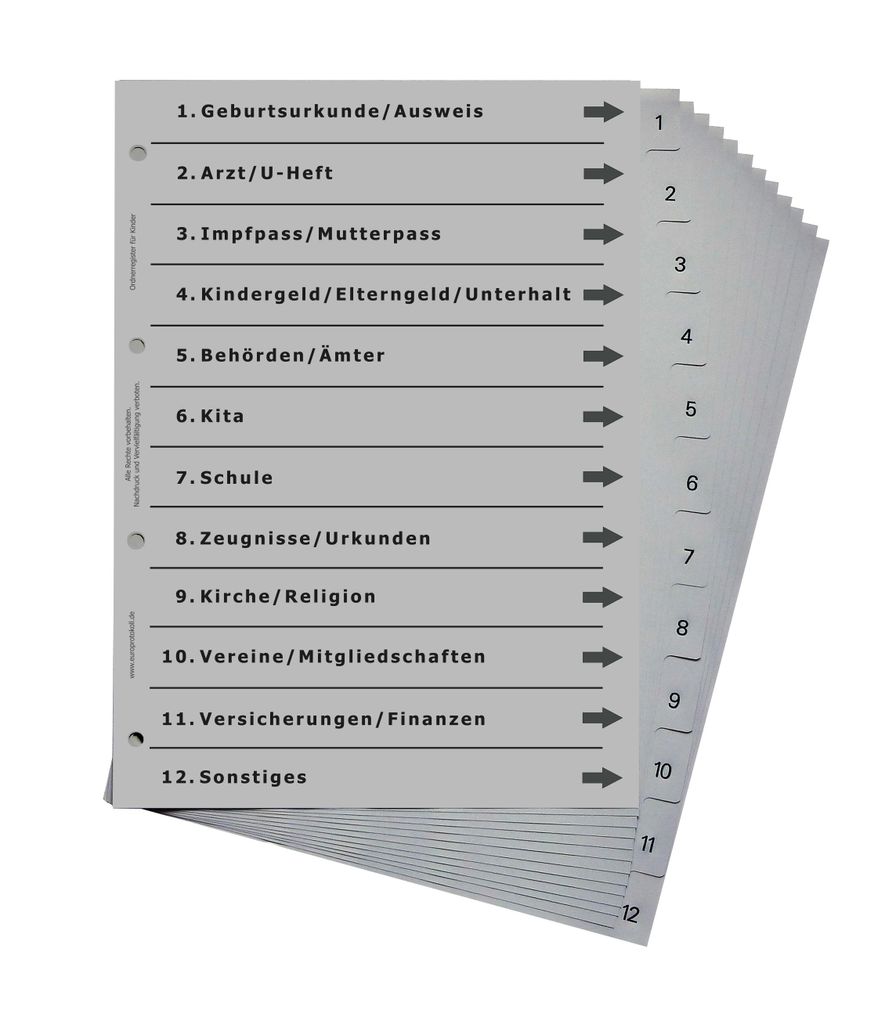 europrotokoll Ordnerregister für Kinder, durchdachtes Produktbild 