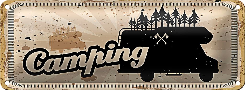 Blechschild Retro 27x10cm Vintage Camping Wohnmobil