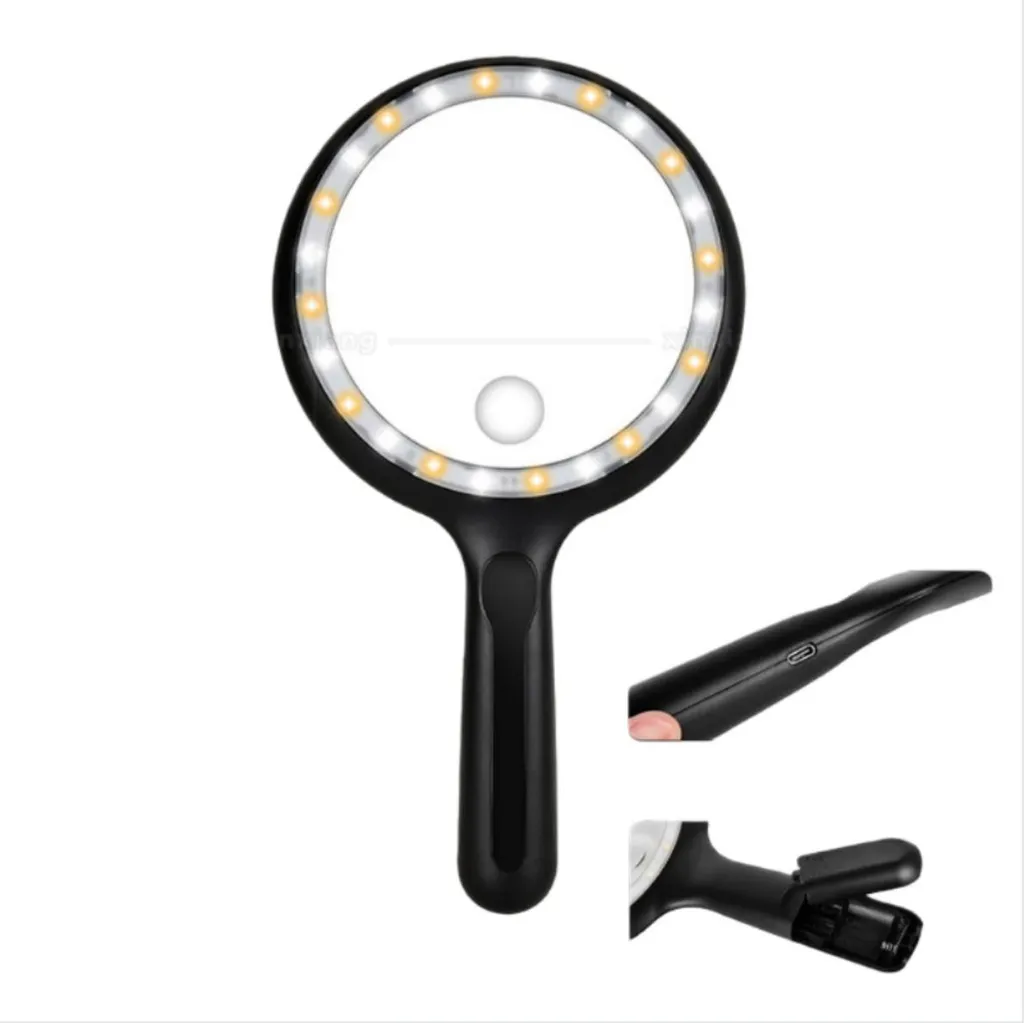 Loupe de Lecture Éclairée 24 LED - Grossissement 28x/56x pour Seniors