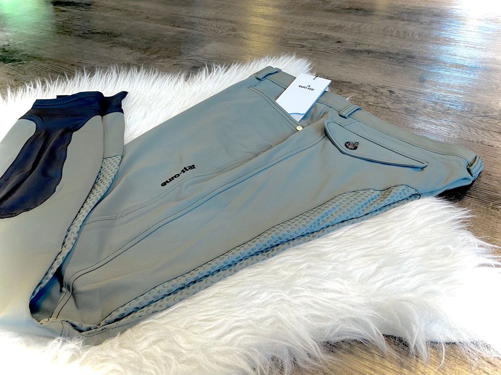 Euro Star Reithose Camillo FullGrip Herren Castor grey helles oliv 2022, Größe:46