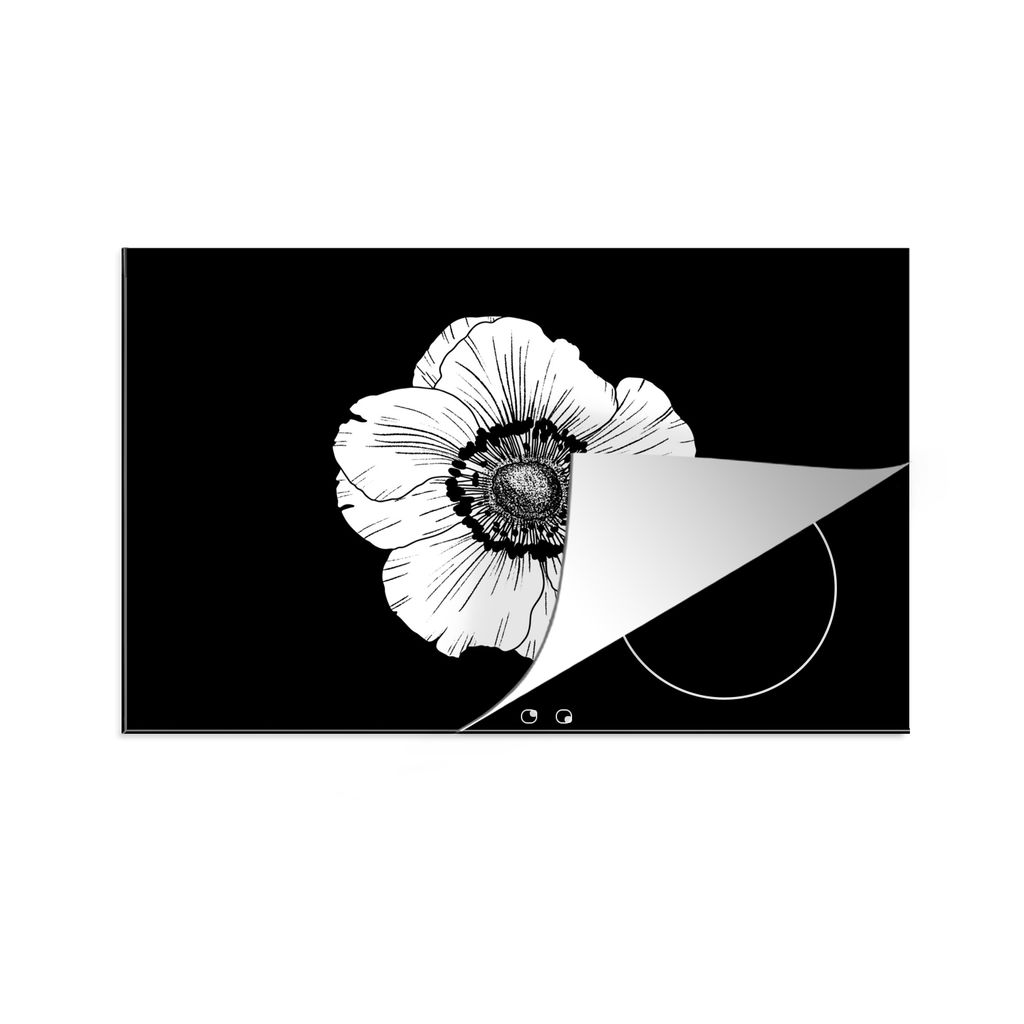 KitchenYeah Herdabdeckplatte Mohn - Blumen - Vintage - Natur - Blumenkraft , 81x52cm, Küche Deko, Glaskeramikkochfeld Herdabdeckung, Abdeckplatt...