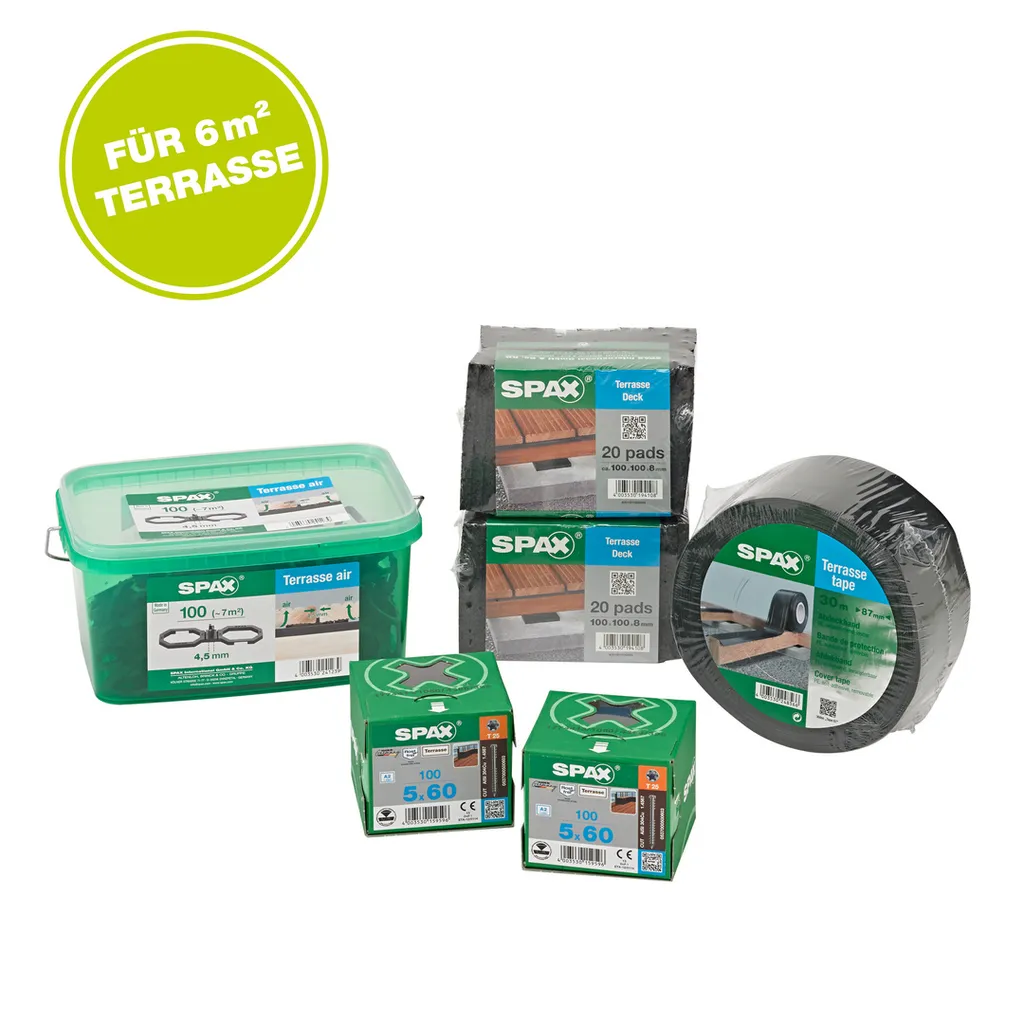 Kit SPAX pose terrasse 6 m² avec vis inox A2 5x60 mm T-STAR plus