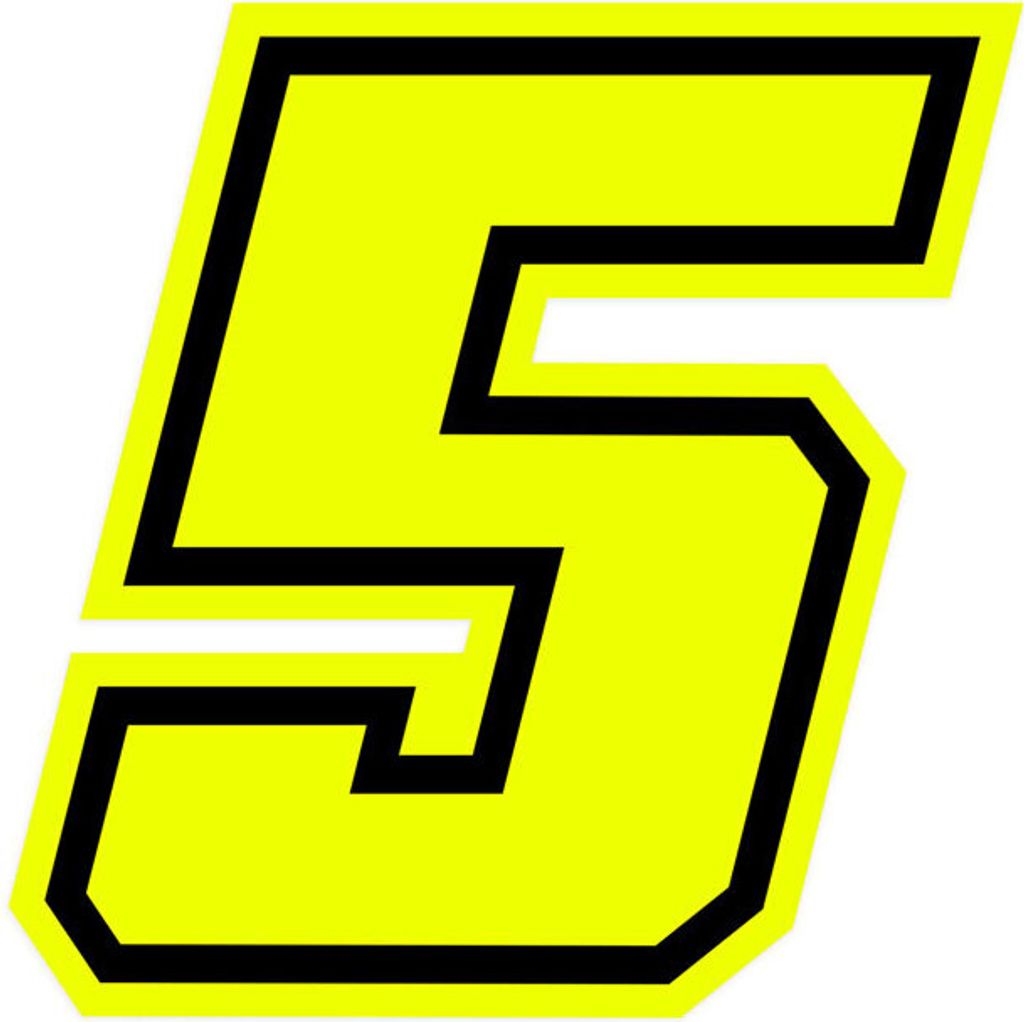 Sticker Rennnummer für Moto "5" Race Moto GP, Gelb Fluo, 10 Produktbild 