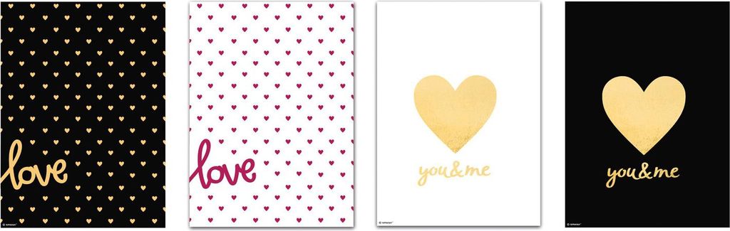 4 Geschenktüten Papier Everyday Love 15cm x 21cm x 6cm