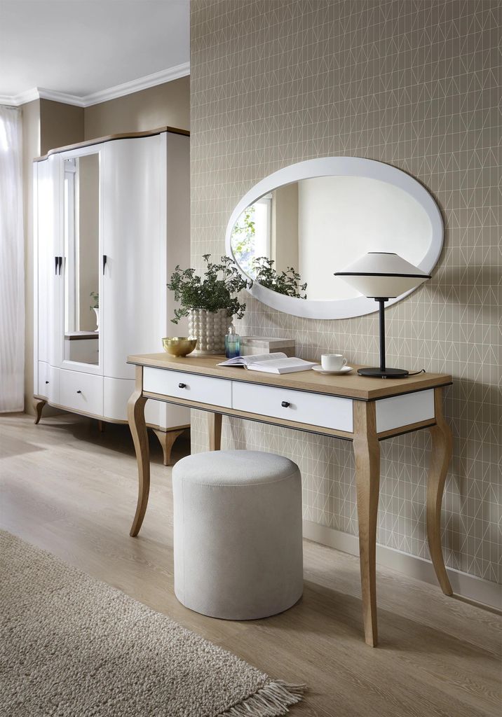 Schlafzimmer Set Kleiderschrank + Schminktisch Spiegel Schrank Konsolen 3tlg.