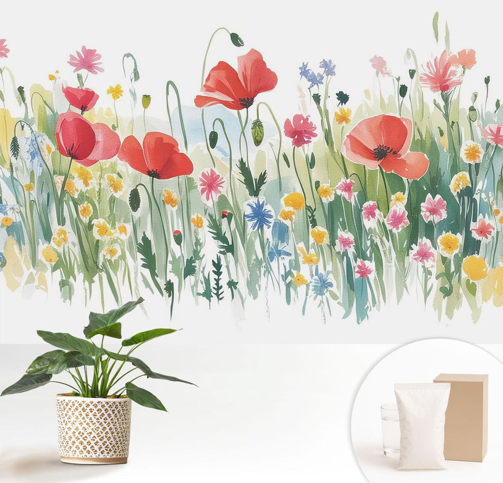 Fototapete - 152x104 cm - Tapete - Wandtapete - Wandbilder - Dekofolie - Tapete Folie - Wand - Dekoration - Wohnzimmer - Sommerwiese