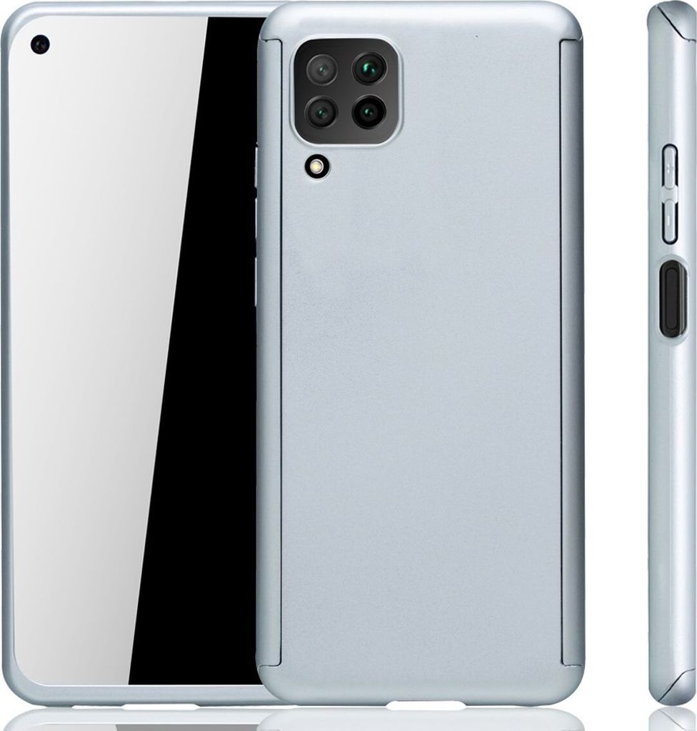 Handyhülle Schutzhülle für Huawei P40 Lite Full Case Cover Displayschutz 360 Silber