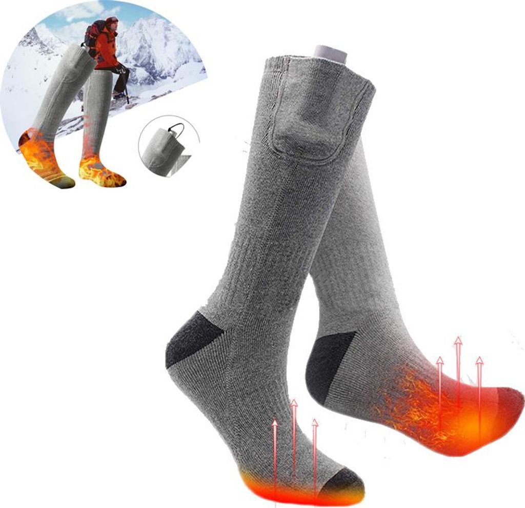 Heizsocken mit einstellbarer Temperatur, USB-Akku, selbstheizend, langer Schlauch, warme Socken für warme Füße, Unisex