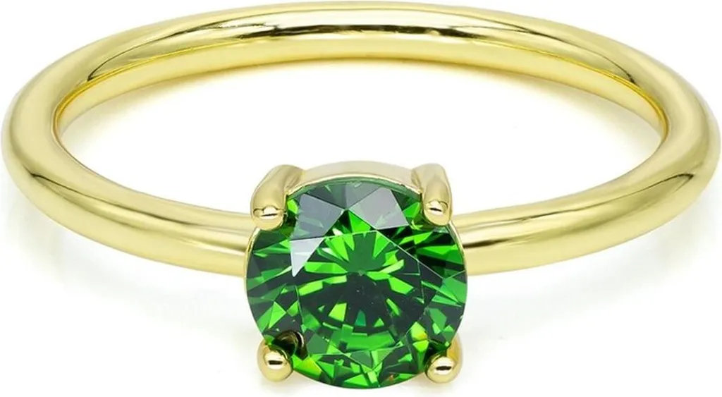 Anello New Bling Argento Placcato Oro Zircone Verde: Un Regalo Prezioso