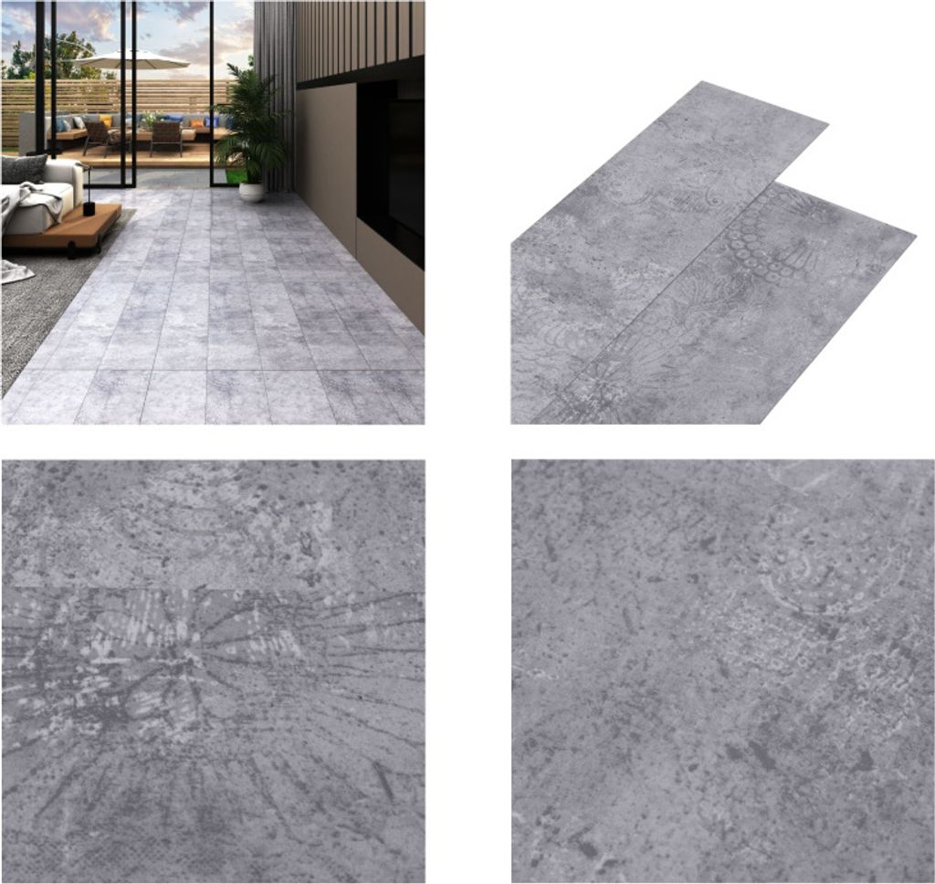 vidaXL PVC Fliesen Selbstklebend 5,21 m² 2 mm Zementgrau - PVC Bodenbelag - PVC Dielen - PVC Laminat - Laminatfußboden
