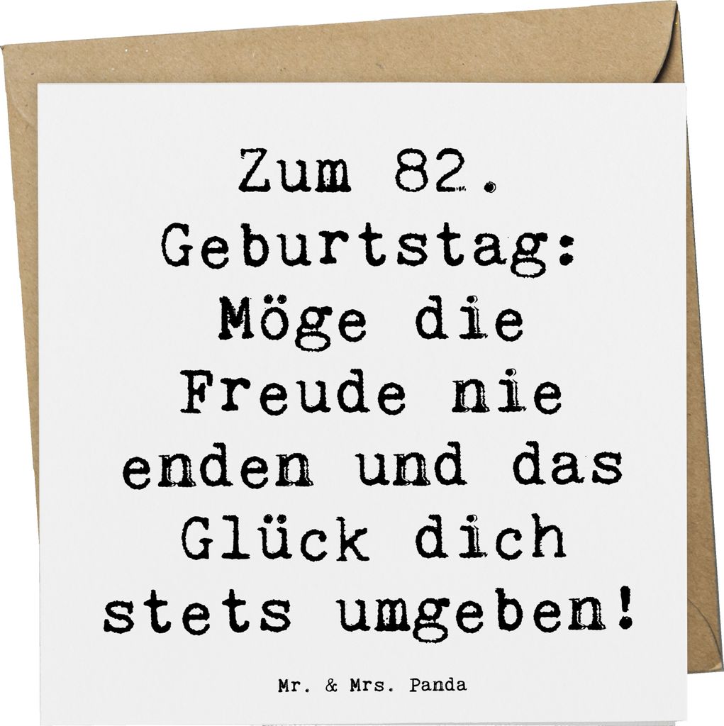 Mr. & Mrs. Panda Grußkarte Spruch 82. Geburtstag Freude - Weiß - Geschenk, achtzigster zweiter, Alter, Happy Birthday, einzigartig, Klappkarte, E...