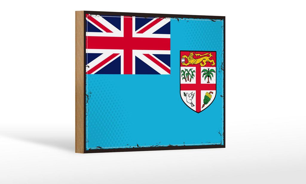 Holzschild Flagge Fidschis 18x12 cm Retro Flag of Fiji Produktbild 