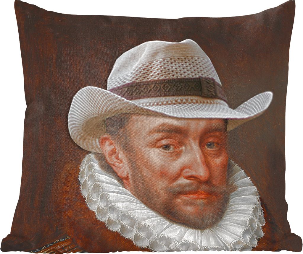 MuchoWow Zierkissen Sofakissen Wohnzimmer Dekokissen 50x50 cm Wilhelm von Oranien - Kunst - Hut - Komfort - Sofakissen