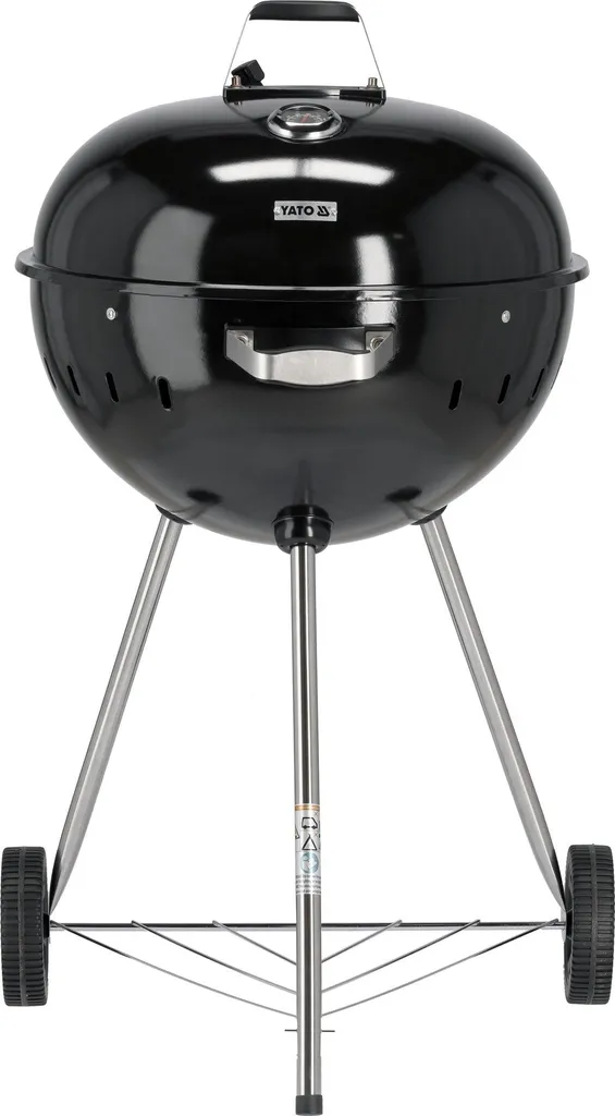 Gril rond au charbon de bois 54cm avec thermomètre intégré noir mat