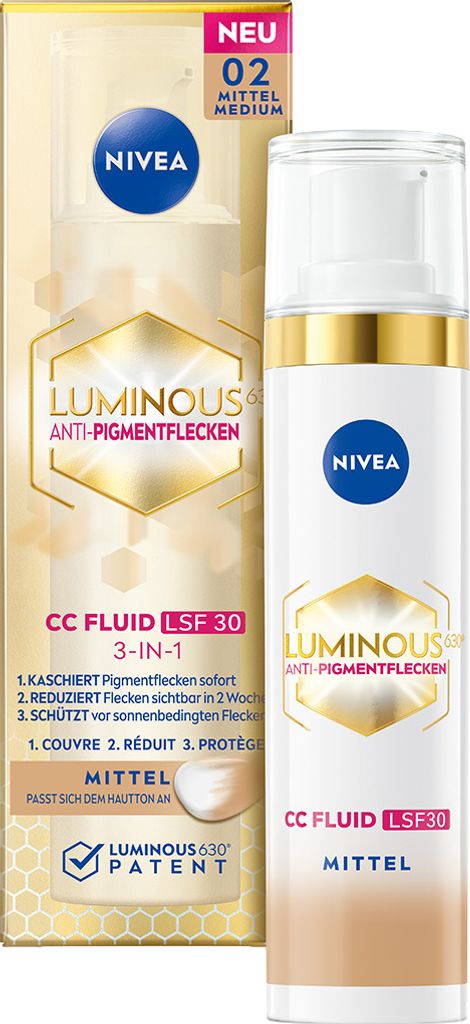 NIVEA LUMINOUS630® Fluide CC Anti-Taches de Pigmentation Image du produit 