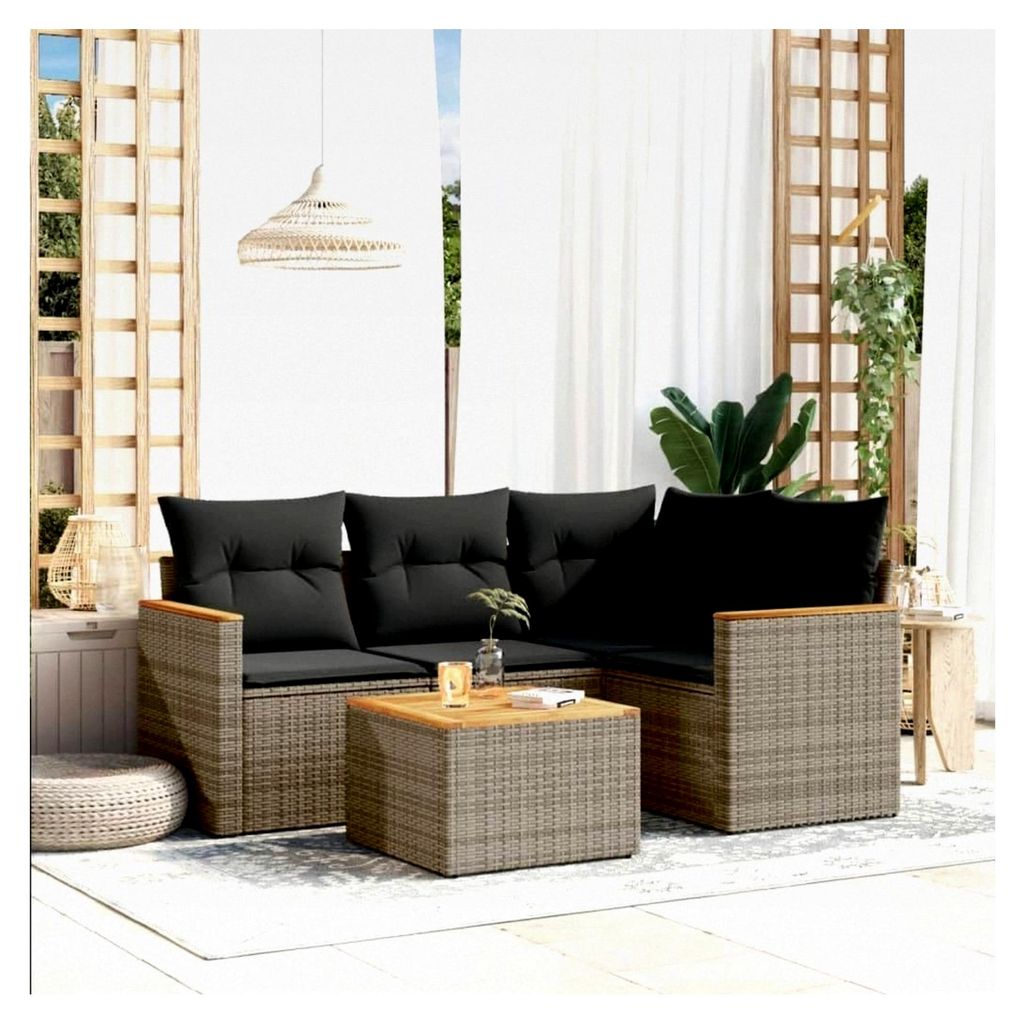 Gartenlounge für den Balkon mit Stauraum, Rattan Sofa, Ecklounge, klein, Outdoor Sitzecke, Loungemöbel, Gartensofa, Ecksofa, Balkonmöbel, Rattan...