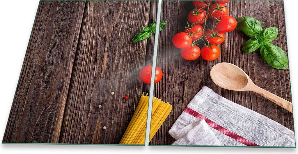 Herdabdeckplatte Glaskeramik 2-Teilig 2x40x52 Tomate Rot Abdeckung Spritzschutz Glas