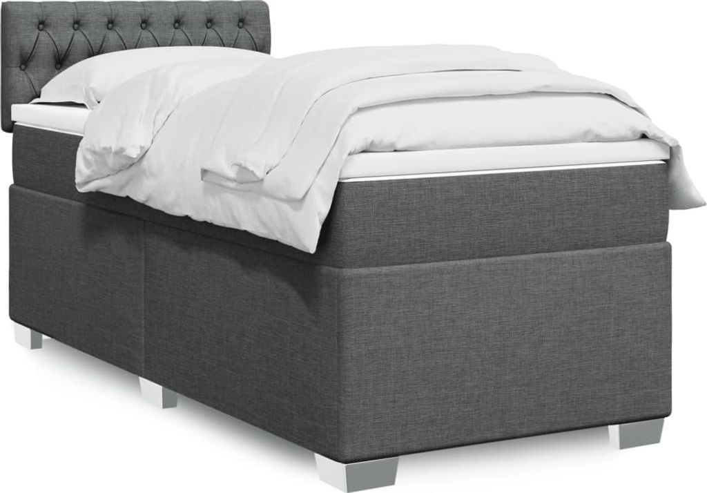 Maison Exclusive - Boxspringbett mit Matratze Dunkelgrau 90x200 cm Stoff