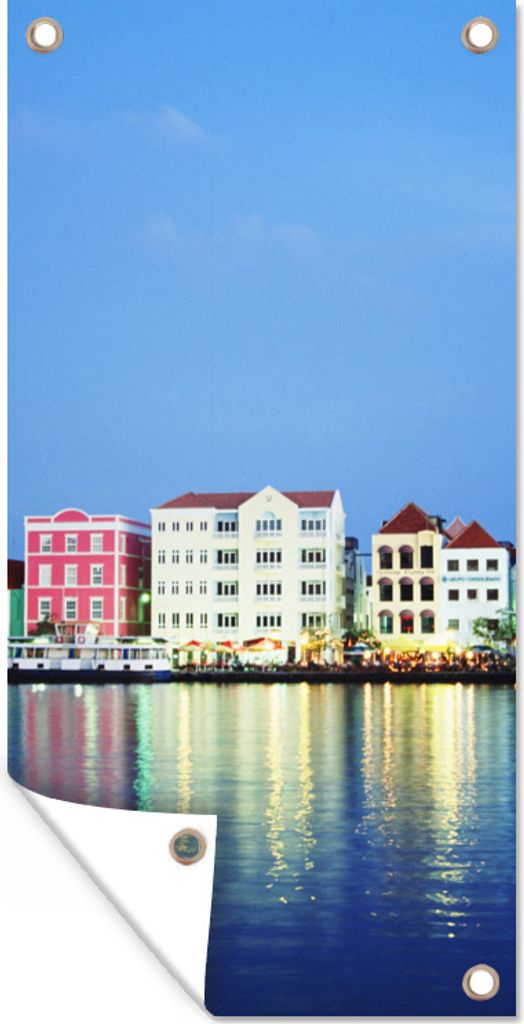 MuchoWow 30x60 cm Outdoor-Poster Gartendeko Sichtschutz Garten Poster für den Garten Curaçao - Häuser - Skyline
