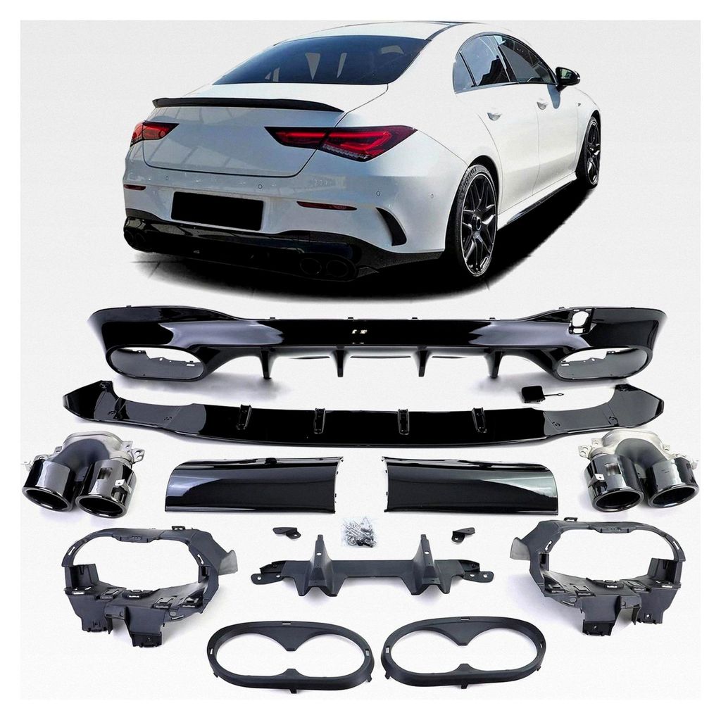 Heckdiffusor im Sport-Look mit schwarzen Endrohren für Mercedes CLA C118 X118