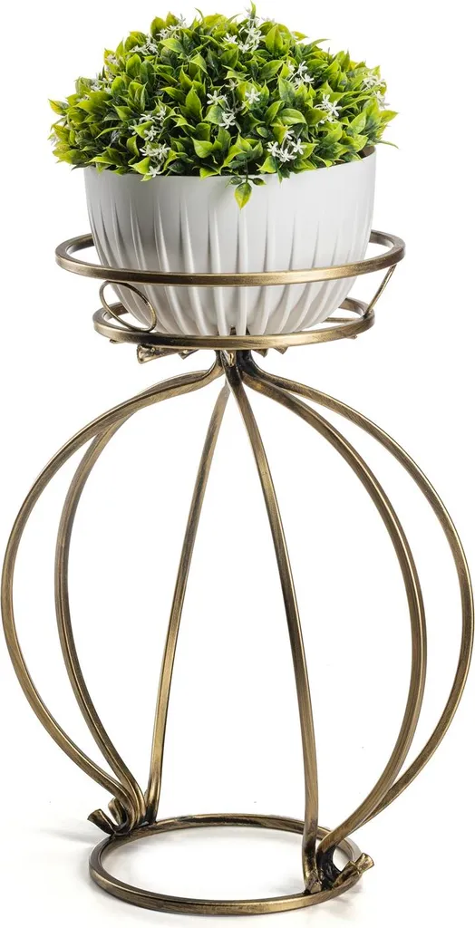 Sellette Porte-plantes en Métal Noir et Doré pour Décoration Salon