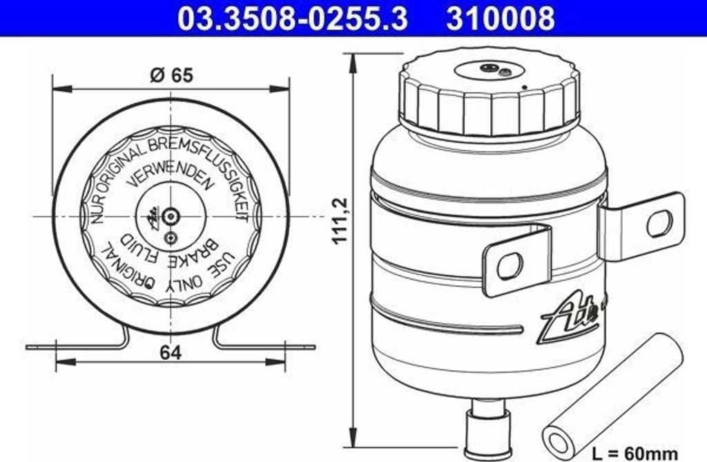 ATE Bremsflüssigkeitsbehälter Bremsflüsigkeitsbehälter 03.3508-0255.3