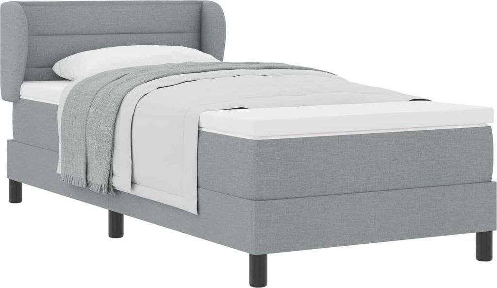 vidaXL Boxspringbett mit Matratze Hellgrau 90 x 190 cm Stoff