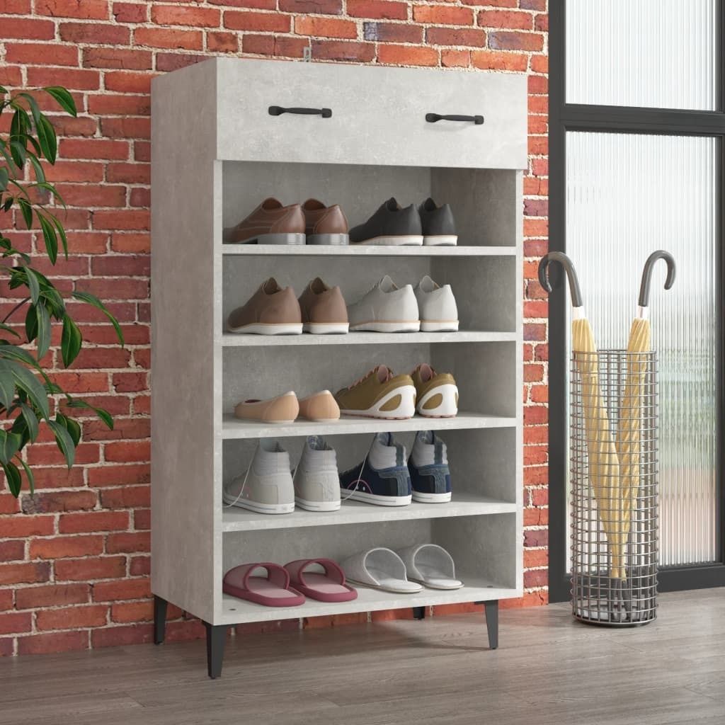 The Living Store Schuhschrank Betongrau 60x35x105 cm Holzwerkstoff
