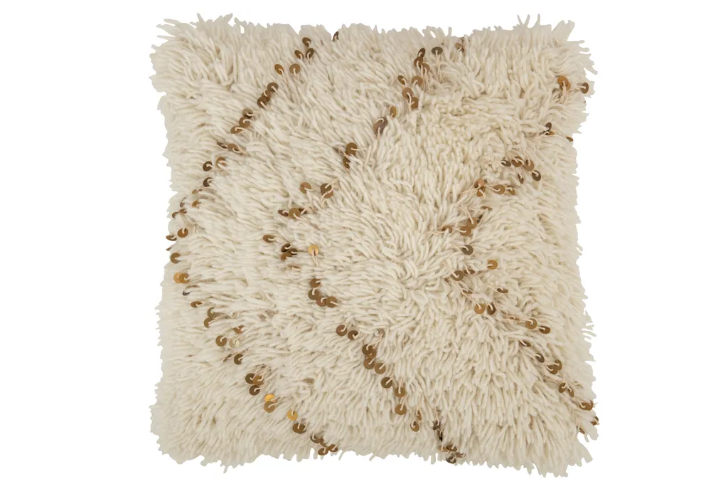 Coussin de Canapé Confortable Blanc Or J-Line pour Décoration de Salon