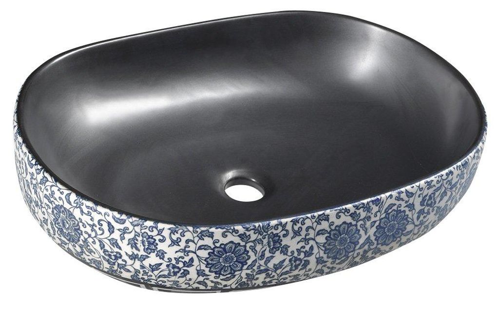 Sapho PRIORI keramische wastafel, 60x40 cm, zwart met blauw Productafbeelding 
