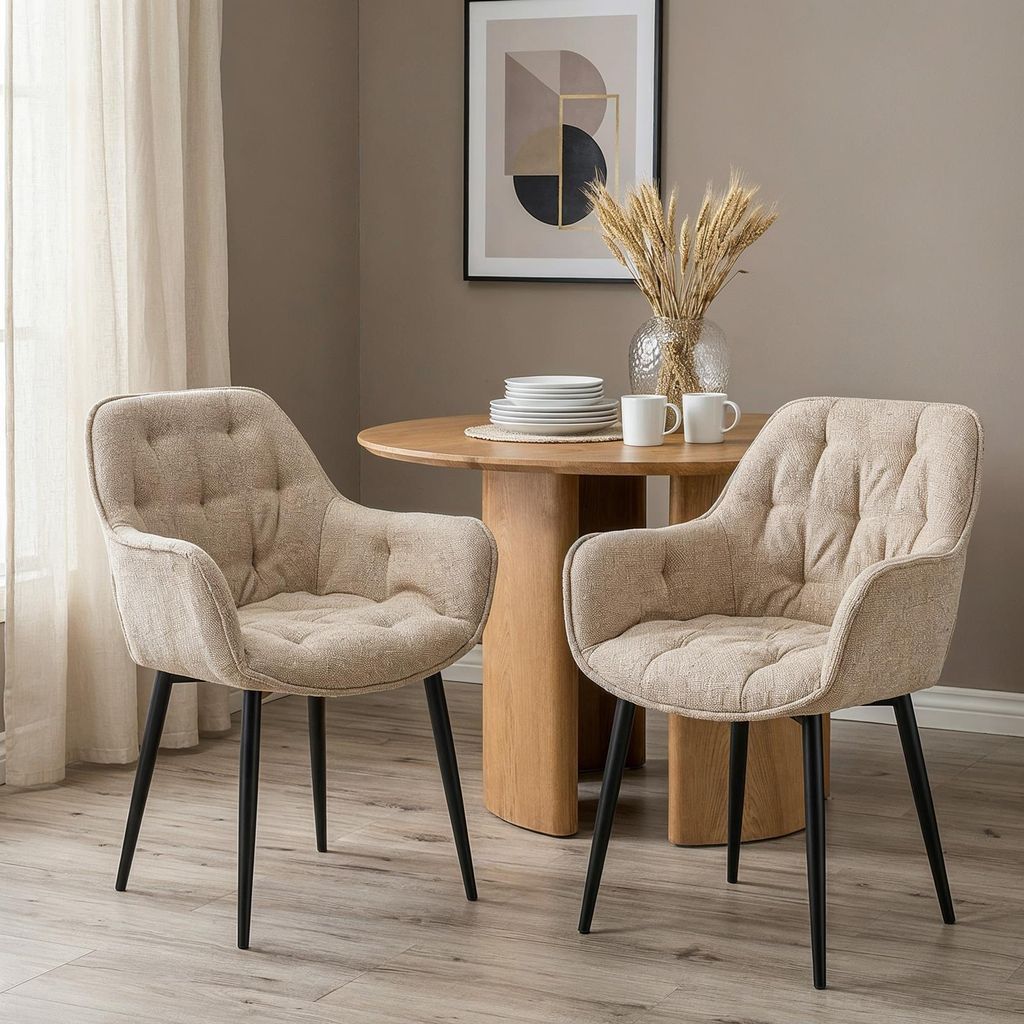 ARDEN Esszimmerstühle 2er Set, Beige - Polsterstühle mit Produktbild 