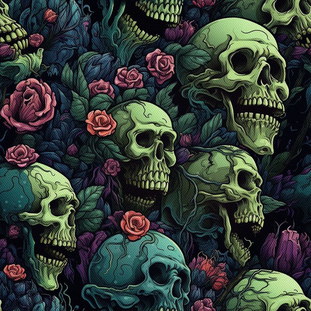 OUTDOOR DEKOSTOFFE OXFORD - Motiv der Schädel I DX4992