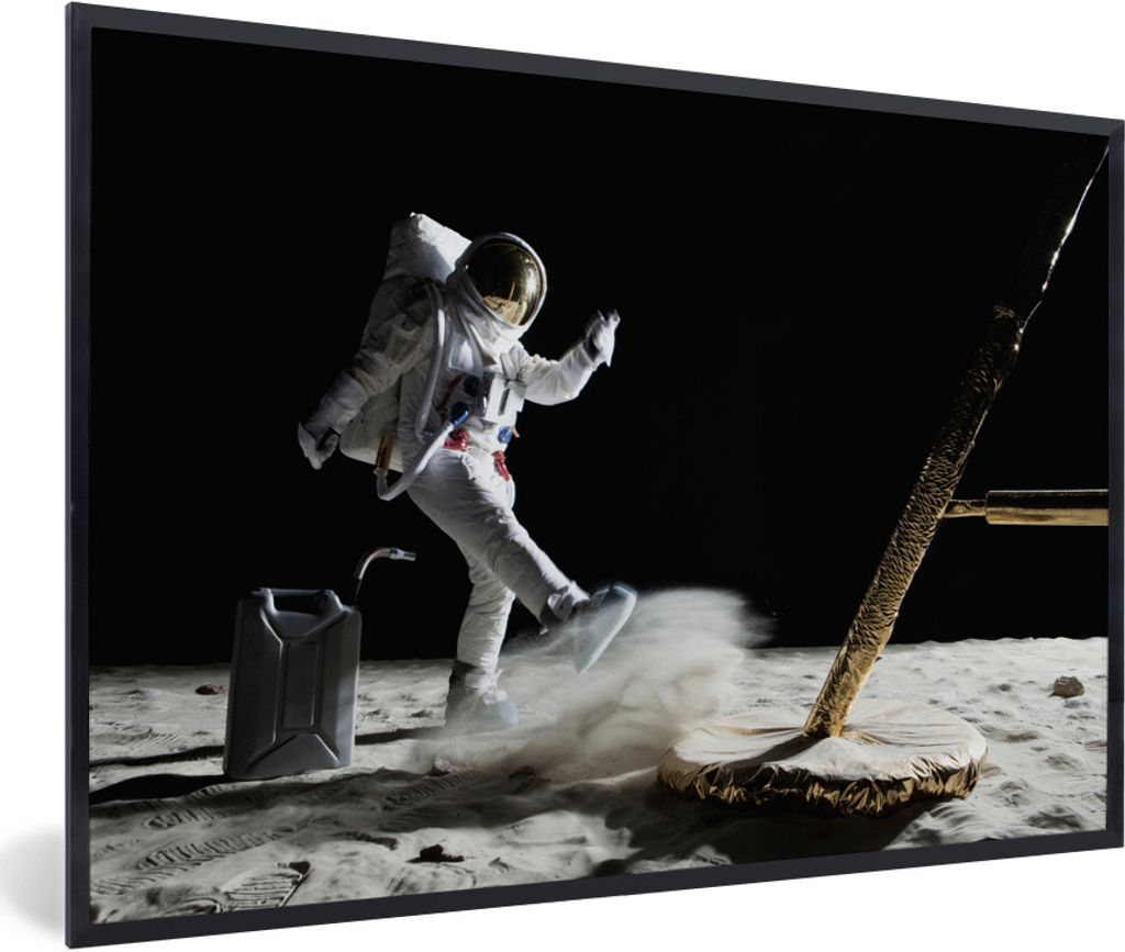 MuchoWow Gerahmtes Poster Astronaut - Weltraum - Mond 30x20 cm - Poster mit Schwarzem Bilderrahmen Wandposter Rahmen Foto Bilder - Kunstdruck - B...